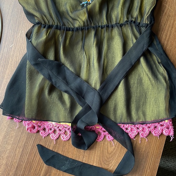 Beaded sleeveless top with back tie and black sheer overlay - Picture 2 of 3